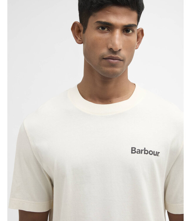 Barbour T-Shirt, Katoen, Korte Mouw, Model Packling Relaxed Fit, Graphic op de achterkant, Ecru