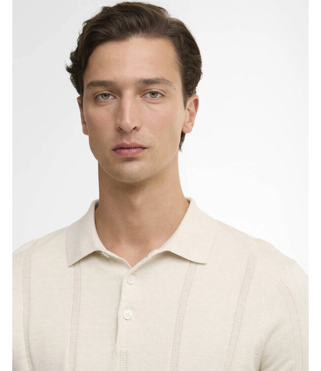 Barbour Polo, Korte Mouw, Model Wellburn, Gebreid Katoen, Oatmeal, off-White