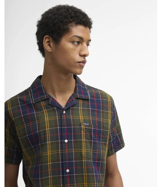 Barbour Overhemd / Shirt, Korte Mouw,  Relaxed Fit, Seersucker Katoen,  Classic Tartan