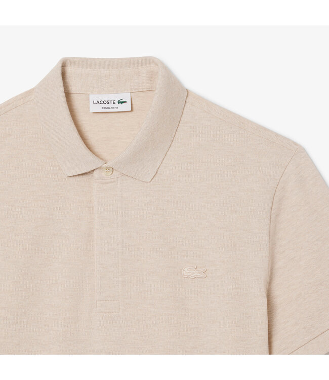 Lacoste Smart Paris, Heren Polo van Stretch Katoen Piqué, Regular Fit, Beige Gemeleerd