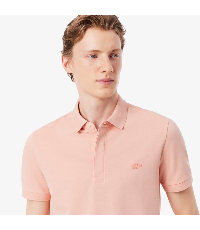 Lacoste Smart Paris, Heren Polo van Stretch Katoen Piqué, Regular Fit, Roze