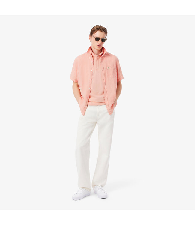 Lacoste Smart Paris, Heren Polo van Stretch Katoen Piqué, Regular Fit, Roze