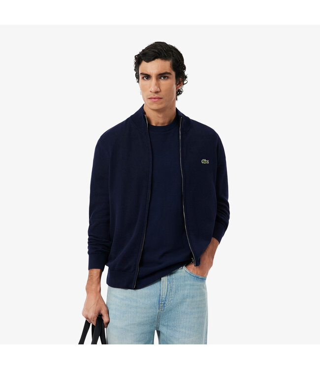 Lacoste Vest met Rits, Jersey Katoen, Regular Fit, Donkerblauw
