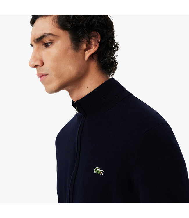 Lacoste Vest met Rits, Jersey Katoen, Regular Fit, Donkerblauw