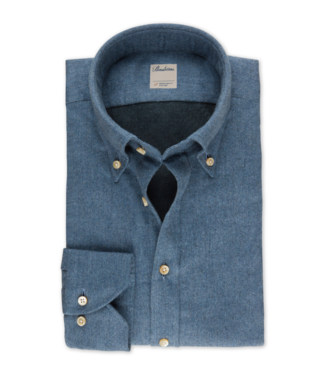 Stenstroms Stenstroms, Overhemd, Lange Mouw, Button Down Kraag, Flanel, Blauw, Slimline