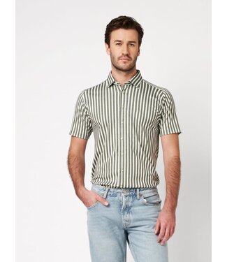 Desoto Desoto, Jersey Overhemd/Shirt, Korte Mouw, Kent Kraag, Wit / Groen Gestreept