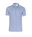 Desoto Jersey Overhemd/Shirt, Korte Mouw, Kent Kraag, Wit / Blauw Gestreept