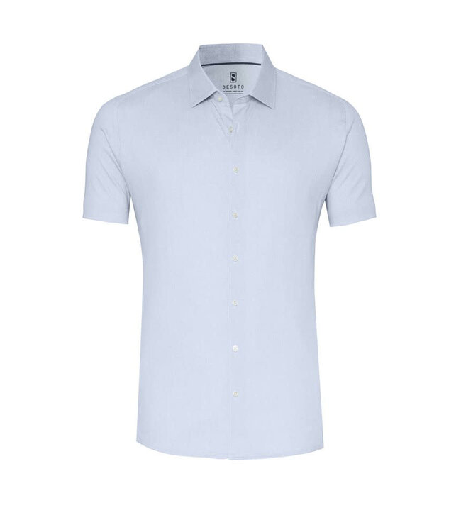 Desoto Jersey Overhemd/Shirt, Korte Mouw, Kent Kraag, Lichtblauw