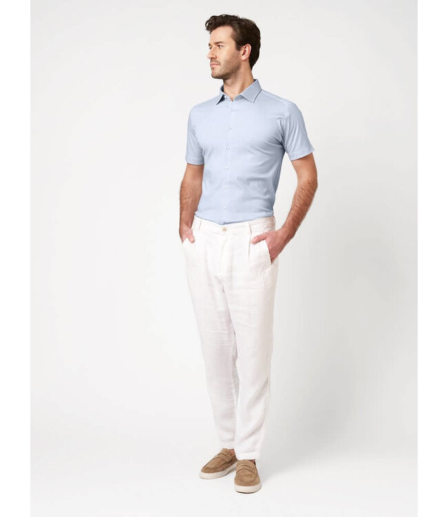 Desoto Jersey Overhemd/Shirt, Korte Mouw, Kent Kraag, Lichtblauw