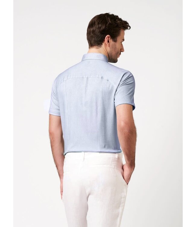 Desoto Jersey Overhemd/Shirt, Korte Mouw, Kent Kraag, Lichtblauw