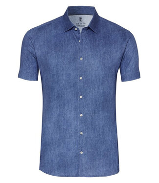 Desoto Desoto, Jersey Overhemd/Shirt, Korte Mouw, Kent Kraag, Denim Blauw