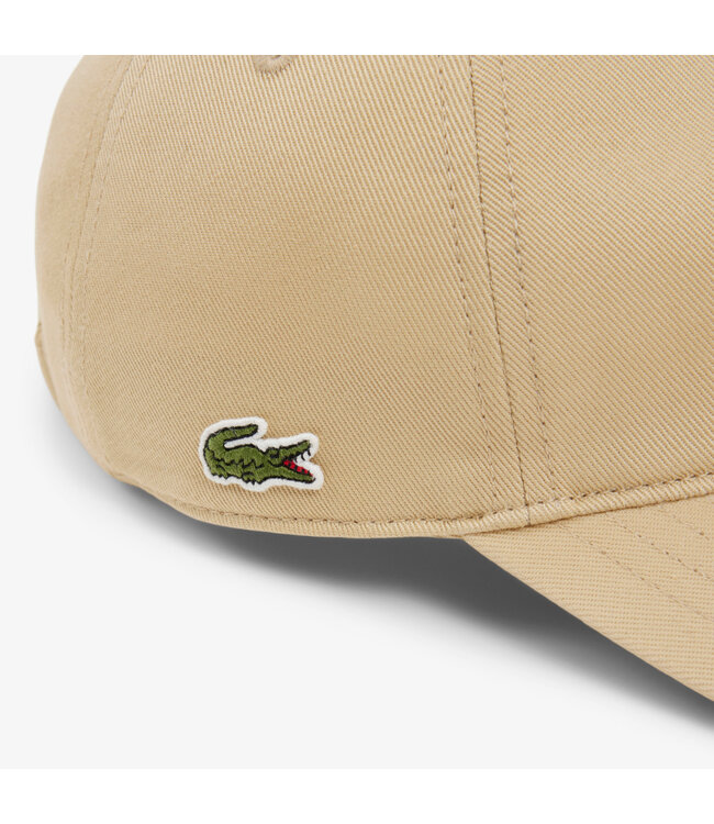 Lacoste Pet / Cap Twill Katoen, Logo aan Zijkant, Unisex, Lichtbeige