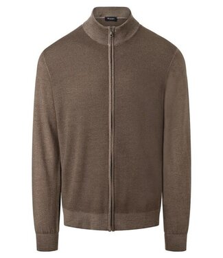 Maerz Munchen Maerz München, Vest met Rits, Merino Wol, Staande Kraag, Lichtbruin Garment Dyed