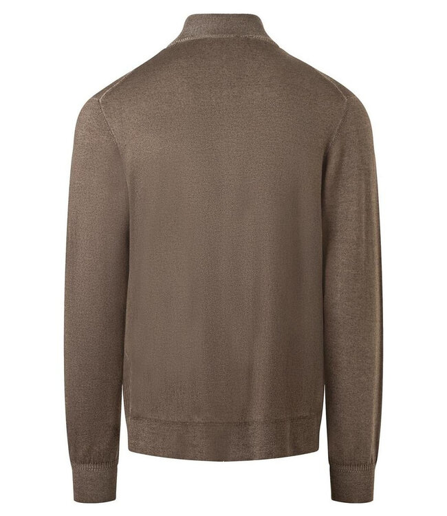 Maerz Munchen Vest met Rits, Merino Wol, Staande Kraag, Lichtbruin Garment Dyed