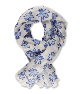 Stenstroms Stenstroms, Sjaal, Katoen Linnen Mix, Wit Blauw Gebloemd