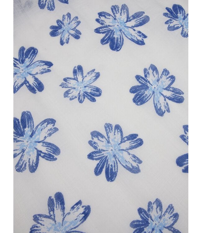 Stenstroms Sjaal, Katoen Linnen Mix, Wit Blauw Gebloemd
