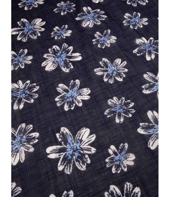 Stenstroms Sjaal, Katoen Linnen Mix, Blauw Wit Gebloemd