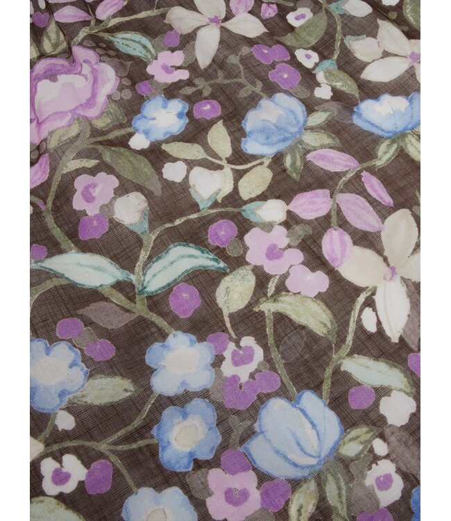 Stenstroms Sjaal, Katoen Linnen Mix, Bruin Paars Gebloemd