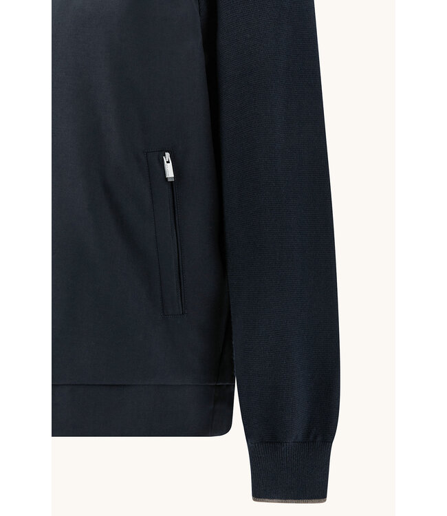 Paul & Shark Hybrid Vest met Rits, Wol, Zijde, Green Storm System® Loro Piana Fabric, Donkerblauw