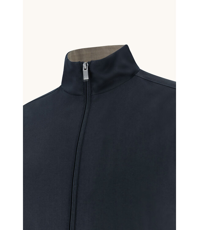 Paul & Shark Hybrid Vest met Rits, Wol, Zijde, Green Storm System® Loro Piana Fabric, Donkerblauw