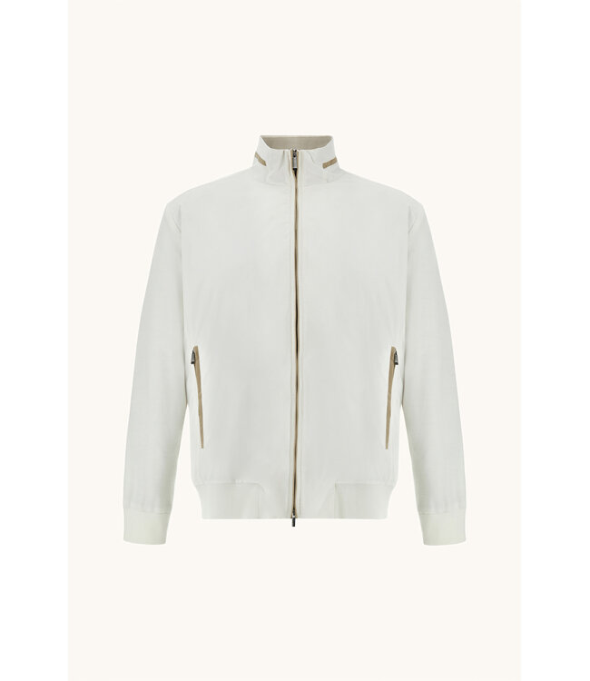 Paul & Shark Vest met Rits, Hybrid, Windstopper, Wol, Typhoon Platinum, Almond, Roomwit met Suede Accenten