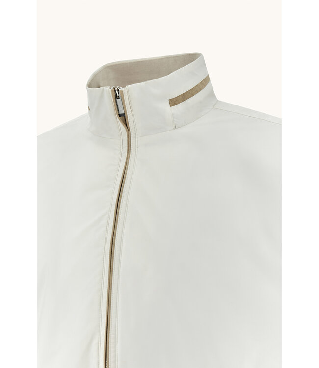 Paul & Shark Vest met Rits, Hybrid, Windstopper, Wol, Typhoon Platinum, Almond, Roomwit met Suede Accenten