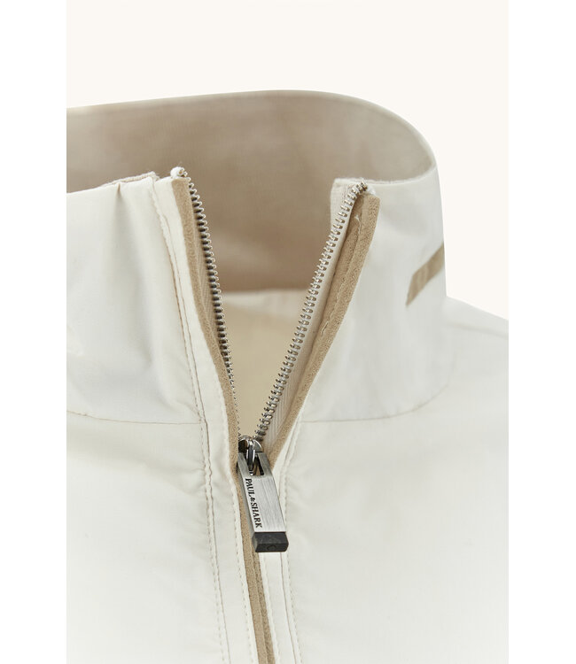 Paul & Shark Vest met Rits, Hybrid, Windstopper, Wol, Typhoon Platinum, Almond, Roomwit met Suede Accenten