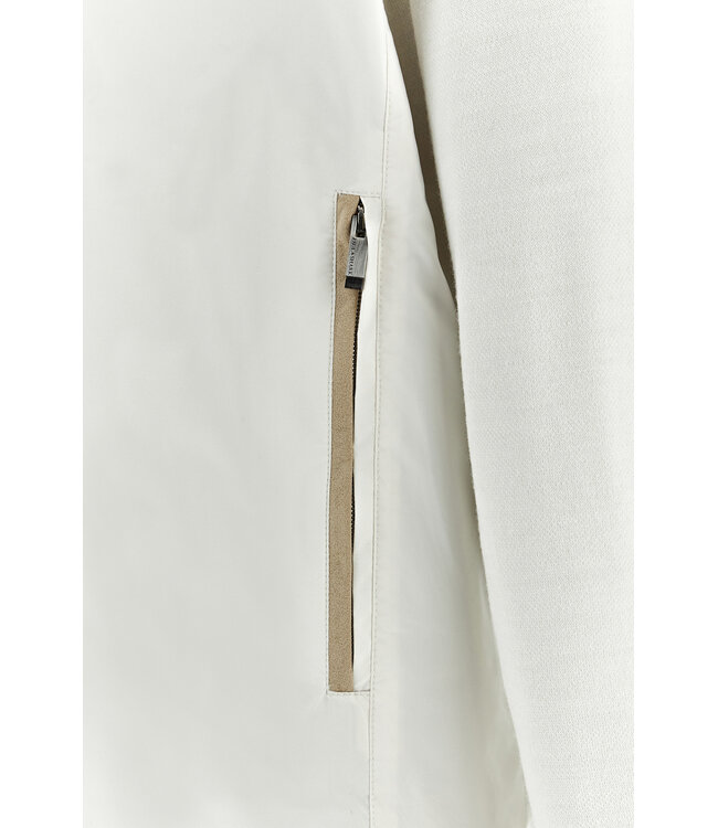 Paul & Shark Vest met Rits, Hybrid, Windstopper, Wol, Typhoon Platinum, Almond, Roomwit met Suede Accenten