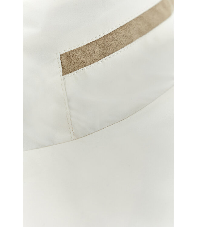 Paul & Shark Vest met Rits, Hybrid, Windstopper, Wol, Typhoon Platinum, Almond, Roomwit met Suede Accenten