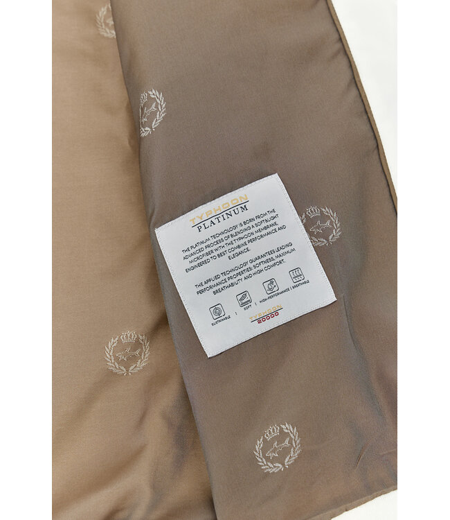 Paul & Shark Vest met Rits, Hybrid, Windstopper, Wol, Typhoon Platinum, Almond, Roomwit met Suede Accenten
