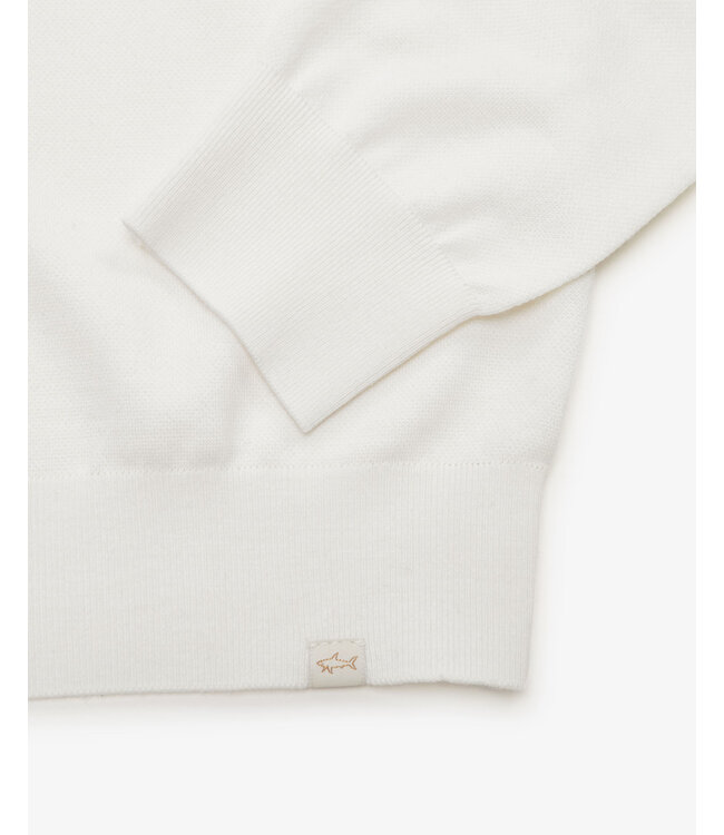 Paul & Shark Trui, Half-Zip, Merino Summer Wool, Roomwit met Beige Accenten