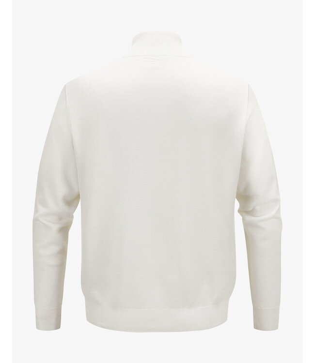 Paul & Shark Trui, Half-Zip, Merino Summer Wool, Roomwit met Beige Accenten
