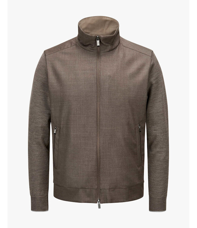 Paul & Shark Hybrid Vest met Rits, Wol, Zijde, Green Storm System® Loro Piana Fabric, Taupe