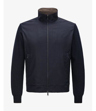 Paul & Shark Paul & Shark, Hybrid Vest met Rits, Wol, Zijde, Green Storm System® Loro Piana Fabric, Donkerblauw