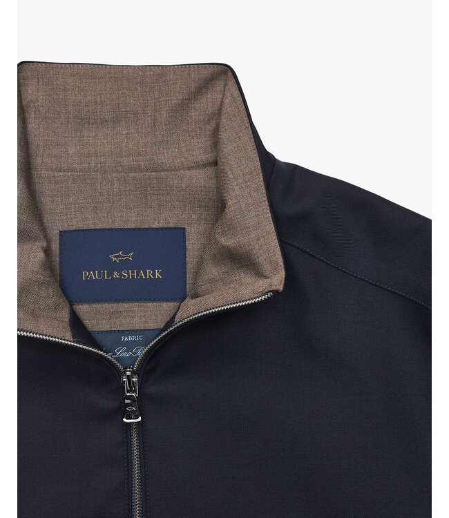 Paul & Shark Hybrid Vest met Rits, Wol, Zijde, Green Storm System® Loro Piana Fabric, Donkerblauw