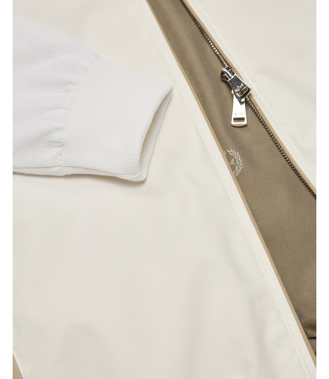 Paul & Shark Vest met Rits, Hybrid, Windstopper, Wol, Typhoon Platinum, Almond, Roomwit met Suede Accenten