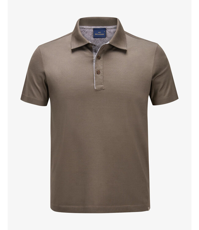 Paul & Shark Polo, Korte Mouw, Katoen, Linnen Accenten, Taupe