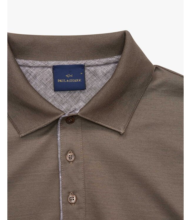Paul & Shark Polo, Korte Mouw, Katoen, Linnen Accenten, Taupe