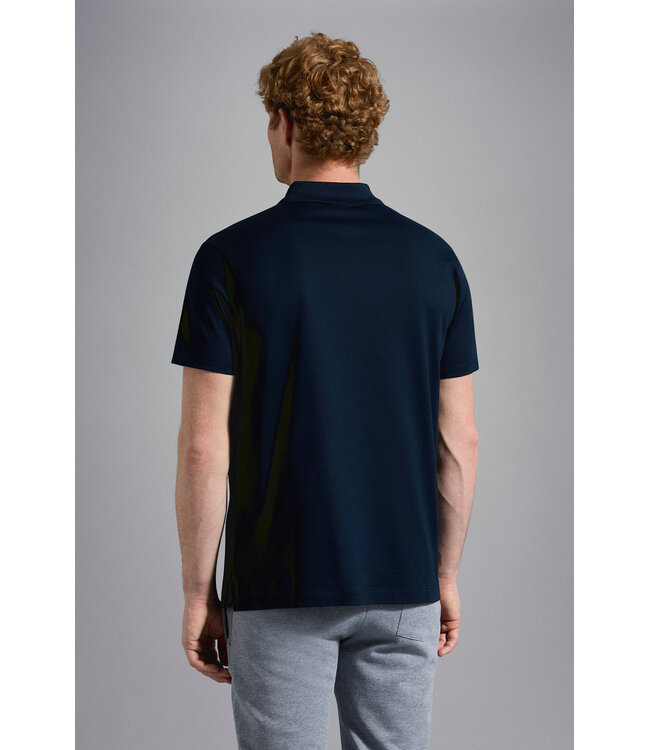 Paul & Shark Polo, Korte Mouw, Pique Katoen, Uni Donkerblauw, Shark Logo