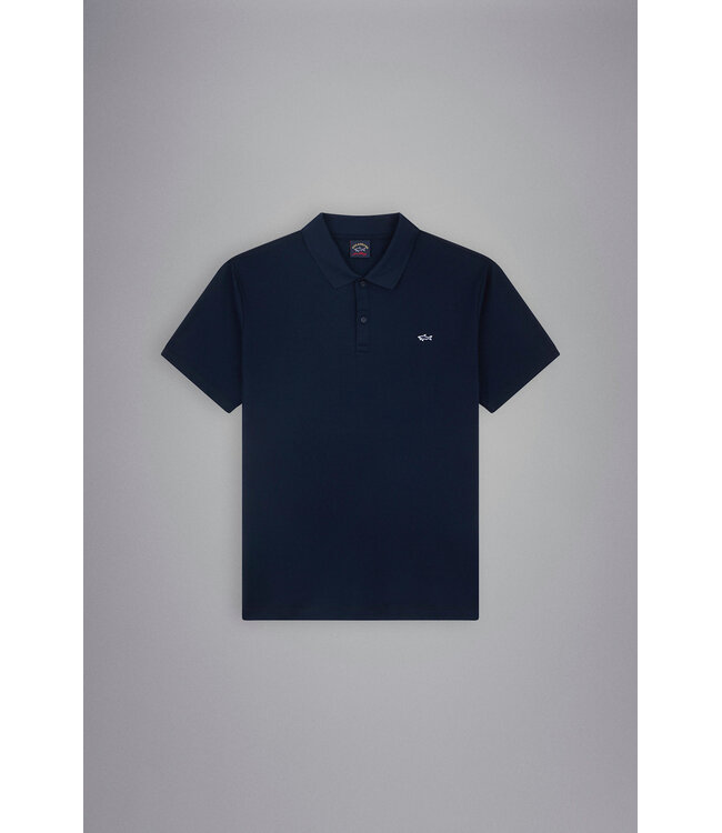 Paul & Shark Polo, Korte Mouw, Pique Katoen, Uni Donkerblauw, Shark Logo