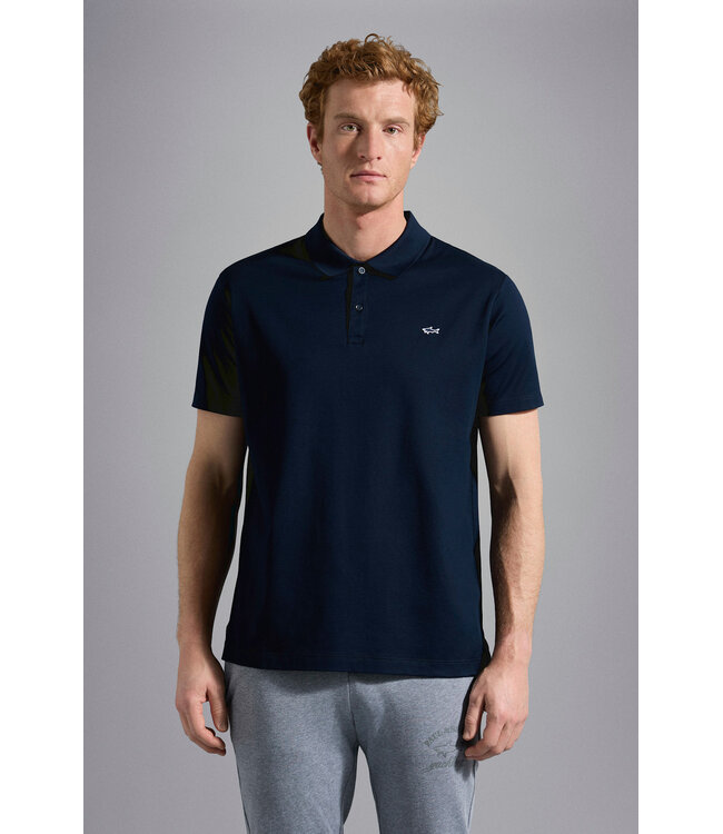 Paul & Shark Polo, Korte Mouw, Pique Katoen, Uni Donkerblauw, Shark Logo