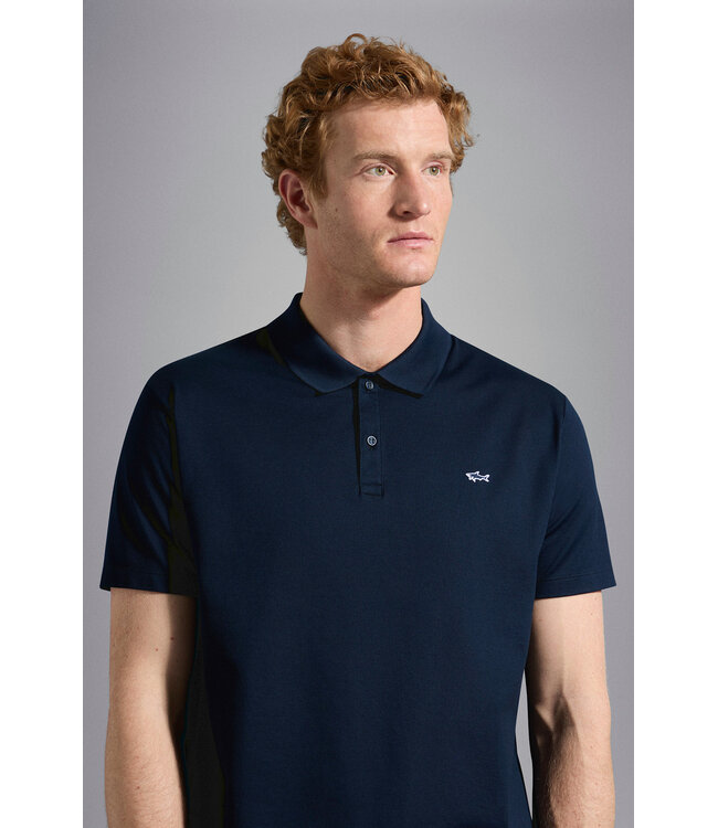 Paul & Shark Polo, Korte Mouw, Pique Katoen, Uni Donkerblauw, Shark Logo