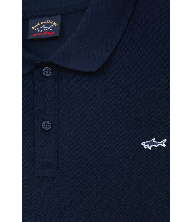 Paul & Shark Polo, Korte Mouw, Pique Katoen, Uni Donkerblauw, Shark Logo