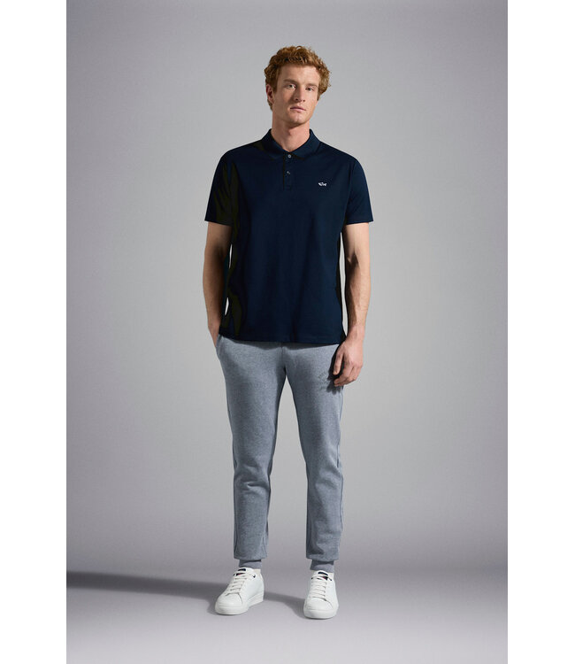 Paul & Shark Polo, Korte Mouw, Pique Katoen, Uni Donkerblauw, Shark Logo