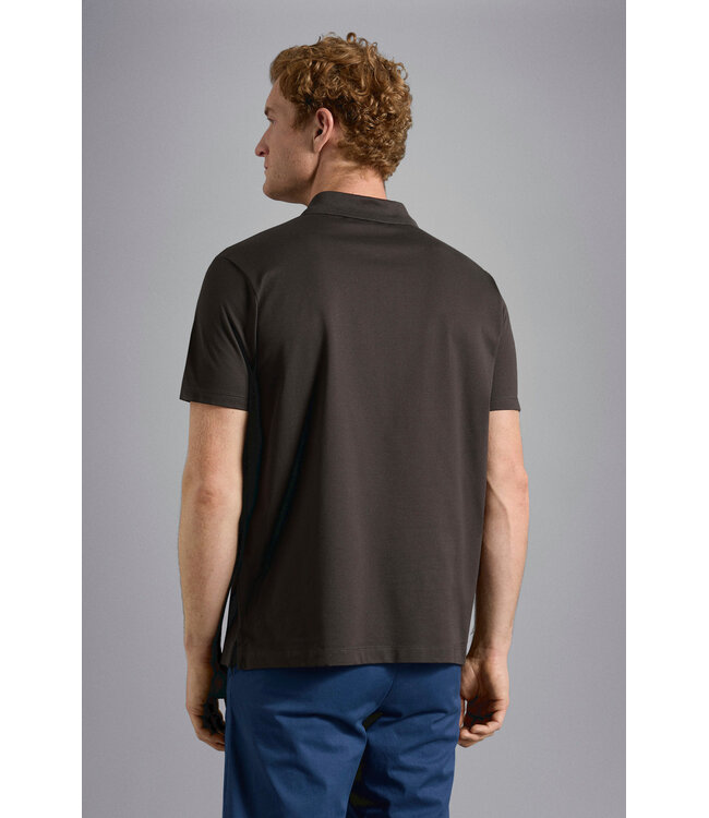 Paul & Shark Polo, Korte Mouw, Pique Katoen, Uni Taupe, Shark Logo