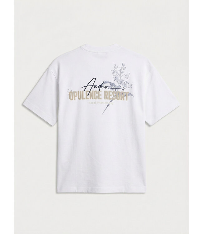 Aeden T-Shirt, Katoen, Oversized, Korte Mouw, Rugprint, Orzian Tee, Off-White
