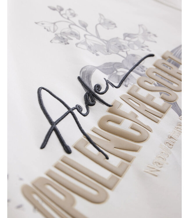 Aeden T-Shirt, Katoen, Oversized, Korte Mouw, Rugprint, Orzian Tee, Off-White