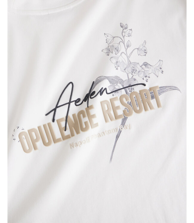Aeden T-Shirt, Katoen, Oversized, Korte Mouw, Rugprint, Orzian Tee, Off-White