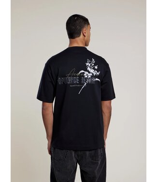 Aeden Aeden, T-Shirt, Katoen, Oversized, Korte Mouw, Rugprint, Orzian Tee, Zwart