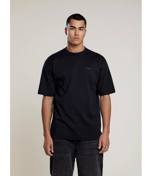 Aeden T-Shirt, Katoen, Oversized, Korte Mouw, Rugprint, Orzian Tee, Zwart